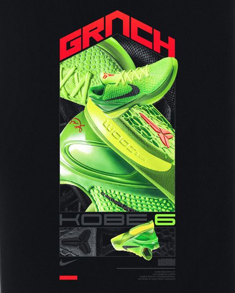 Kobe 6 Grinch on Behance Kobe Grinch, Kobe 6 Grinch, Zapatillas Nike Basketball, Kobe 6, Graphic Design Illustration Art, Design Illustration Art, Nba Basketball Art, Shoes Wallpaper, Sneaker Posters