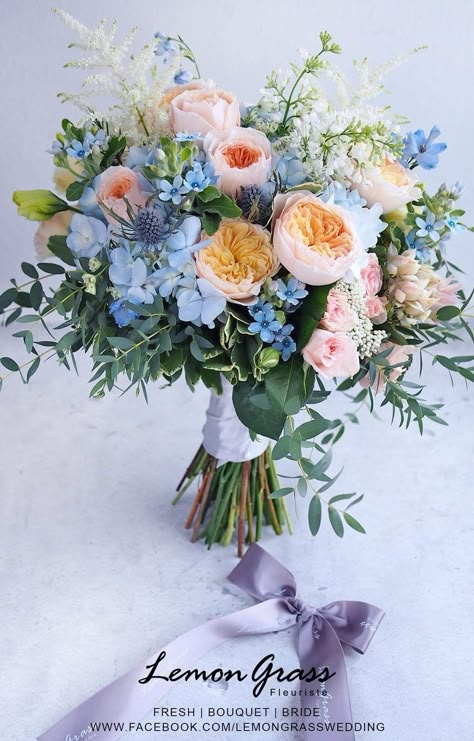 August Wedding Flowers, August Wedding Colors, Flower Wedding Bouquet, Spring Wedding Bouquet, Blue Wedding Bouquet, Bridal Bouquet Flowers, Wildflower Bouquet, Wedding Theme Colors, Wildflower Wedding