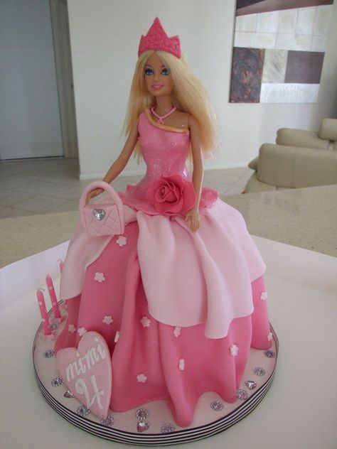 This is my first barbie cake, chocolate mud with chocolate ganache. Dress Cakes, Barbie Birthday Party Ideas, Barbie Dress Cake, Princess Doll Cake, Barbie Doll Birthday Cake, Barbie Doll Cake, Doll Birthday Cake, Barbie Birthday Cake, Barbie Theme Party