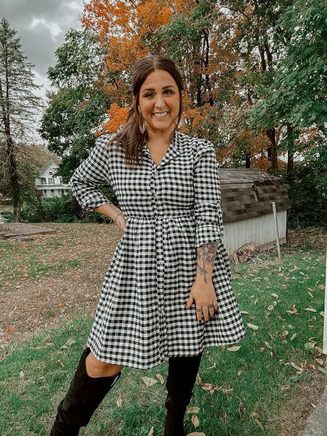 Theohiogirljaz's Amazon Page Work Outfits For Women 2023, Night Out Outfit Fall, Fall Outfits Leggings, Thanksgiving Outfit Casual, Dress Night Out Outfit, Casual Edgy Outfits, Fall Black And White, Lazy Fall Outfits, Plaid Dress Outfit