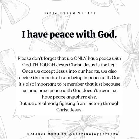 We have peace with God when we give our lives over to Jesus Christ. The peace we are promised is spoken about in Romans 5:1. #christianmotivation #biblestudymoments Do you believe you have peace with God? Peace With God, Romans 5, Christian Motivation, Art House, Do You Believe, Bible Art, The Peace, Believe In You, The Bible