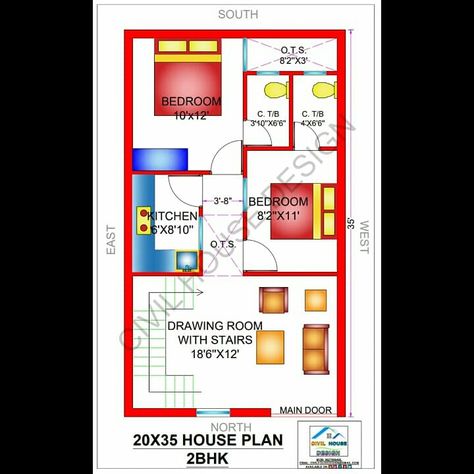 20×35 House Plan, 20x35 House Plans, 700 Sq Ft House Plans, 700 Sq Ft House, 40x60 House Plans, 10 Marla House Plan, Budget House Plans, Main Gates, 20x40 House Plans