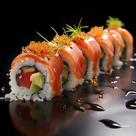 Photo professional photography image of ... | Premium Photo #Freepik #photo Sushi Reference Photos, Sushi Food Photography Styling, Sushi Food Styling, Japanese Cuisine Photography, Premium Food Photography, Food Photography Sushi, Sushi Food Photography, Sushi Painting, Sushi Photography