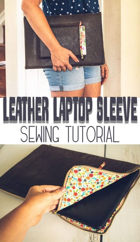 DIY Laptop Sleeve Sewing Tutorial padded leather laptop case from Life Sew Savory Sleeve Sewing Tutorial, Diy Laptop Sleeve, Red Laptop, Leather Laptop Sleeve, Diy Laptop, Leather Laptop Case, Lap Top, Art Case, Ipad Sleeve