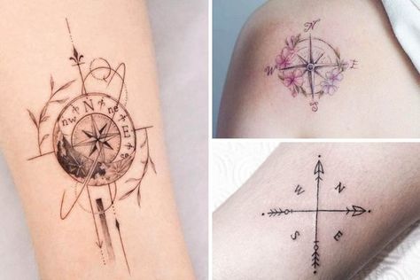 Compass Anchor Tattoo Feminine, Micro Compass Tattoo, Women Compass Tattoo Ideas, Irish Compass Tattoo, Compass Tattoo Feminine Simple, Compass Friendship Tattoo, Small Compass Tattoos For Women, Compass Wrist Tattoos For Women, Pretty Compass Tattoo