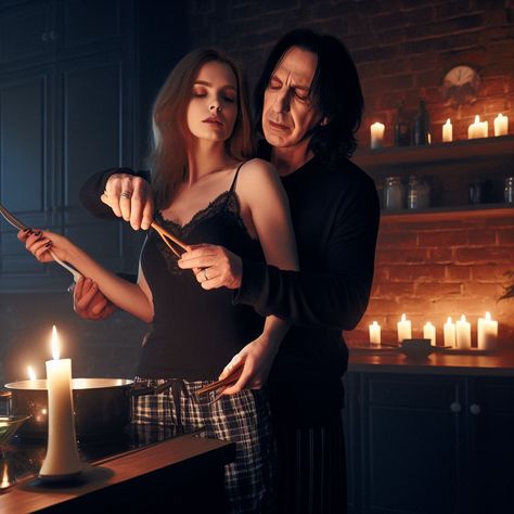 Hermione X Snape Fanart, Professor Sharp Fanart, Lily And Snape Fanart, Snape X Hermione, Harry Potter School Books, Severus And Lily, Severus Snape Hermione Granger, Alan Rickman Snape, Snape Fan Art