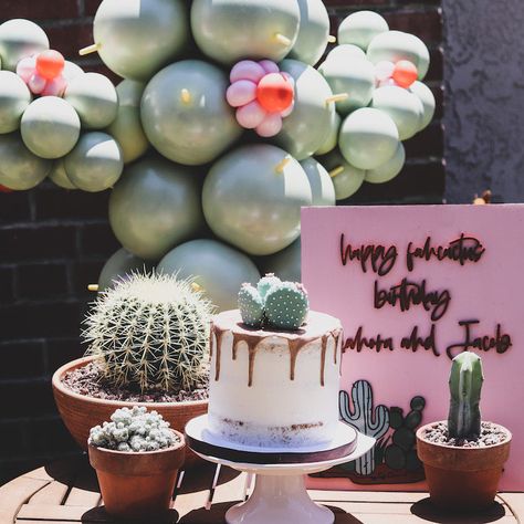 Cactus Theme Party Decoration, Arizona Birthday Party, Cactus Graduation Party, Desert Birthday Party Theme, Plant Themed Birthday Party, Birthday Cake Cactus, Cactus Backyard, Cactus Party Theme, Plant Birthday Party