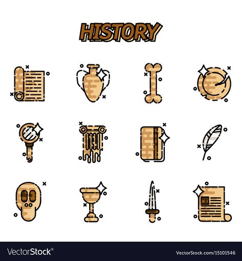 History and culture icons Royalty Free Vector Image Iconic Images History, History Doodles Easy, Cute History Doodles, History Icon Design, History Icon Aesthetic, History Doodles Art, History Teacher Memes, Teacher Rp, History Doodles