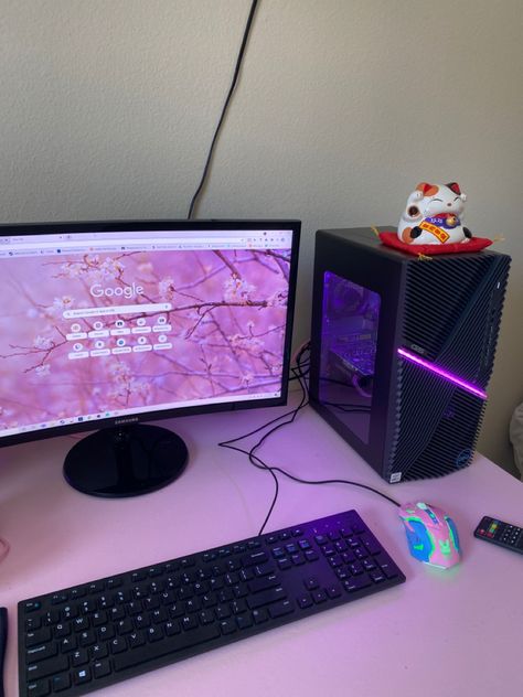 My gaming set up or homework station lol Curved Pc Monitor, Gaming Pc Setup, Curved Monitor, Video Game Room Design, Pc Monitor, Video Game Room, Pc Setup, Game Room Design, Gaming Pc