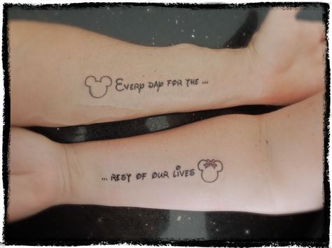 Wedding Anniversary Tattoo, Disney Couple Tattoos, Married Couple Tattoos, Couple Disney, Anniversary Tattoo, Couple Tattoos Love, Cute Couple Tattoos, Tattoos Infinity, Couple Tattoos Unique