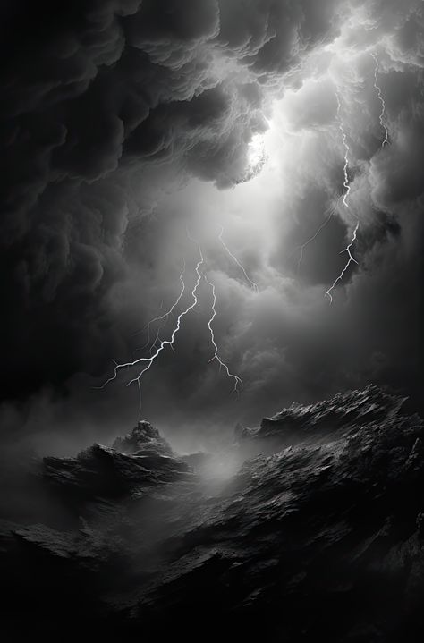 #Wallpaper #art #clouds #sky #lightning #fantasy #black_and_white Clouds And Thunder Tattoo, Cross In Clouds Tattoo, Storm Cloud Drawing, Black Lightning Wallpaper, Black Thunder Wallpaper, Thunder Sky, Thunder Clouds, Lightning Sky, Pegasus Tattoo