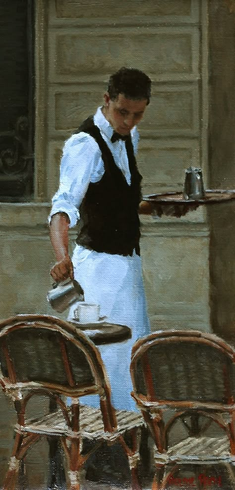 Bar Paris, Fabian Perez, An Apron, Cafe Art, Paris Cafe, Art Brut, 영감을 주는 캐릭터, 인물 사진, Coffee Art