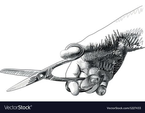 Hand Holding Scissors Drawing, Fabric Scissors Tattoo, Hand With Scissors, Vintage Scissors Drawing, Scissors Sketch, Ornate Scissors Tattoo, Scissors Drawing, Ceramics Art, Hand Sketch