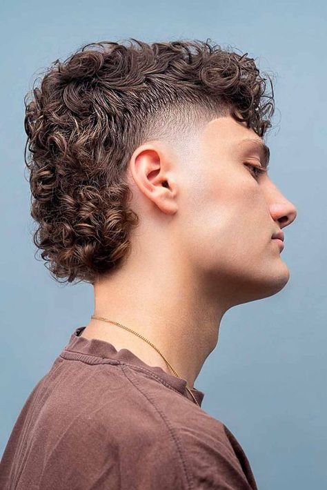 Taper Fade Mullet Curly Hair, Asian Mullet, Modern Mullet Haircut, Fade Mullet, Haircut Asian, Taper Fade Curly Hair, Mullet Fade, Short Mullet, Low Taper