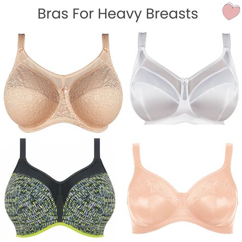 Read our tips and advice for features to conside if you have heavy breasts. Plus bra recommendations to fit and support the heavy bust. Best Plus Size Bras, Best Bra, Big Bra, Choli Designs, Health Dinner, Comfortable Bras, Bra Types, Plus Size Bra, Tips And Advice