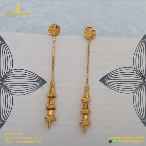 Sui Dhaga Gold Earrings, Sui Dhaga Gold Earrings Design, Gold Earrings Design, Small Diamond Stud Earrings, Gold Earrings Indian, Gold Jhumka Earrings, Antique Jewellery Designs, Gold Jewelry Simple Necklace, Gold Necklace Indian Bridal Jewelry