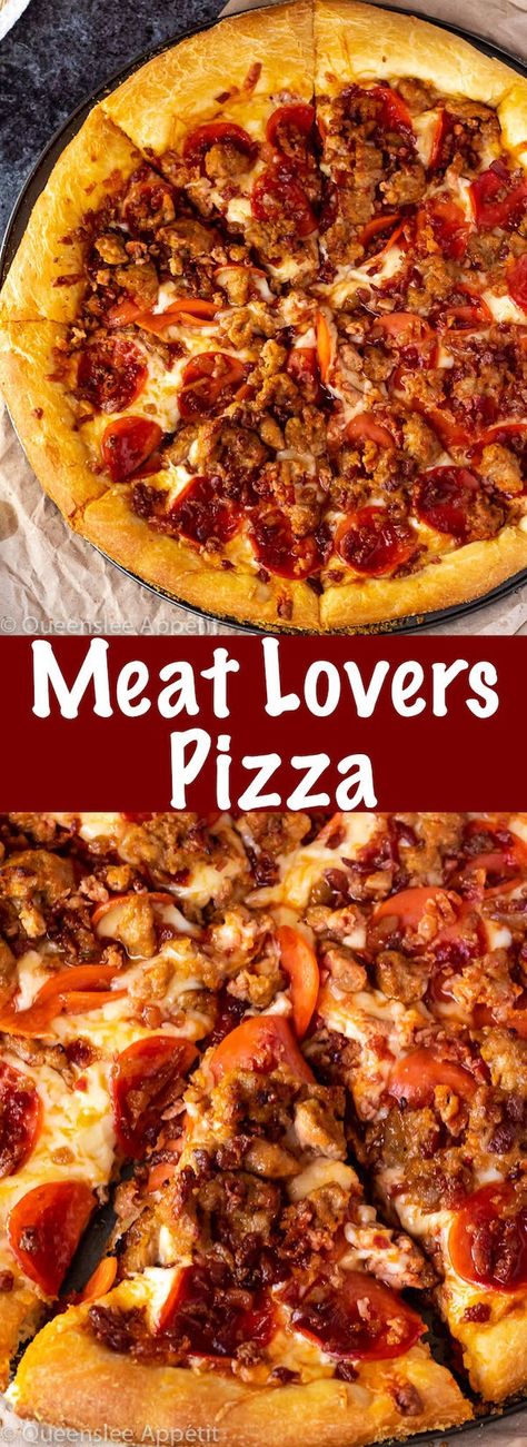 Meat Pizza Recipes, Perfect Pizza Crust, Perfect Homemade Pizza, Pizza Recipes Pepperoni, Meat Pizza, Meat Lovers Pizza, Pizza Margherita, Pizza Flavors, Meat Snacks