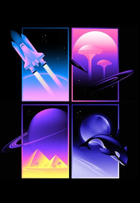 Neon Graphic Design, Neon Illustration, Neon Graphics, Synthwave Art, New Retro Wave, Space Poster, Retro Waves, Retro Futuristic, Retro Futurism