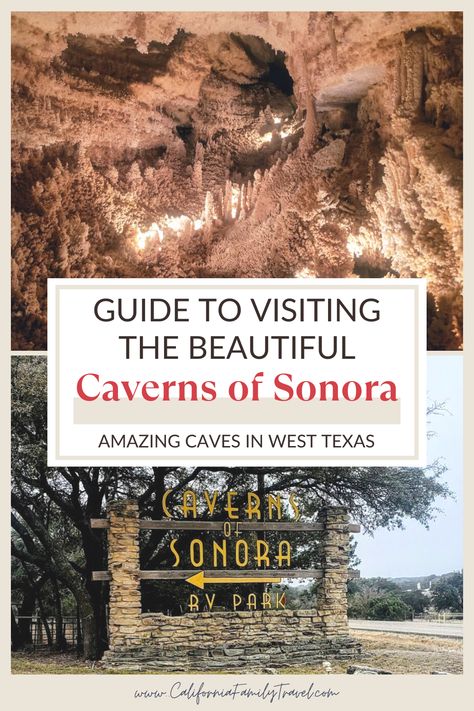 Located just a few miles south of Interstate 10 between San Antonio and Big Bend National Park, the Caverns of Sonora are some of the most beautiful caves in the world. It is a great place to stop if you are driving through Texas on a road trip, or if you are in the area. Here is everything you need to know about visiting the Caverns of Sonora in West Texas, included guided tours, camping, and more. Sonora Texas, Big Bend National Park, West Texas, Big Bend, Family Travel Destinations, Texas Hill Country, Texas Travel, Rv Parks, Tour Guide