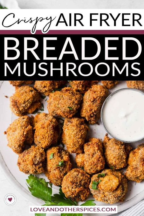 Fried Mushrooms Batter, Deep Fried Mushrooms, Air Fryer Mushrooms, Fried Mushroom Recipes, Breaded Mushrooms, Fried Mushrooms, Air Fry Recipes, Easy Air Fryer, Air Fryer Dinner Recipes