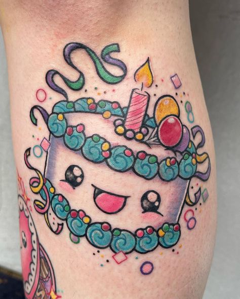 Birthday Cake Tattoo, Groovy Tattoo, Theme Tattoos, Cake Tattoo, Kawaii Tattoos, Peace Tattoos, Hippie Tattoo, Tattoo Vintage, Rainbow Tattoos