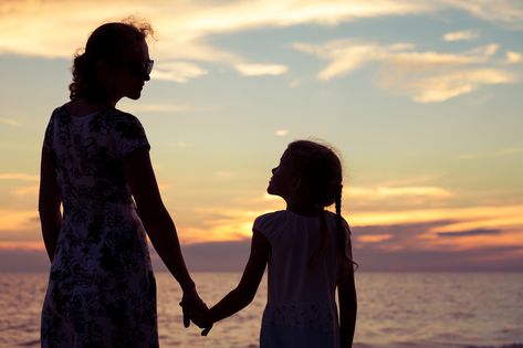 Mom And Daughter Silhouette, Mother And Daughter Silhouette, Time Concept, Beach Silhouette, Playing On The Beach, Food Photography Tutorial, Mother Teresa Quotes, Sunset Time, Forgiveness Quotes