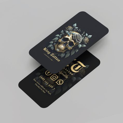 Tattoo Visiting Card Design, Tattoo Artist Business Cards, Tattoo Shop Decor, Post Tattoo, Visit Card, Monogram Business, King Tattoos, Qr Code Business Card, Professional Business Card Design