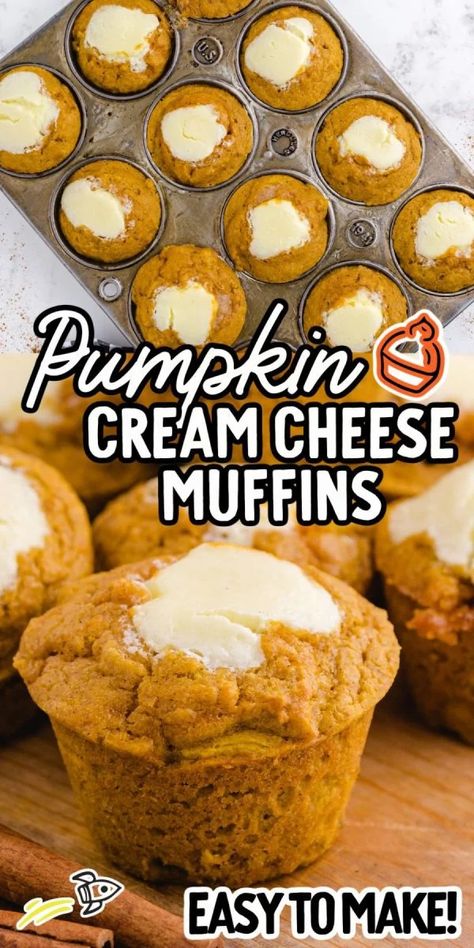 Sour Cream Blueberry Muffins, Peach Cobbler Muffins, Pumpkin Cheesecake Muffins, Pumpkin Cream Cheese Muffins, Bakery Style Muffins, Pumpkin Cream Cheese, Pumpkin Recipes Easy, Cream Cheese Muffins, Pumpkin Cream Cheeses