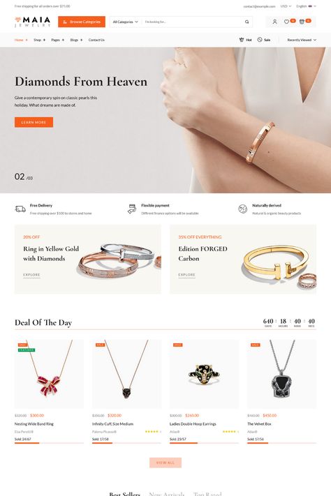 Maia is the perfect WordPress theme for jewelry shops and businesses looking to sell high-end jewelry online. With its elegant and sophisticated design, this theme is sure to attract and retain customers. Maia offers a variety of features to help you customize and tailor your online store, such as a drag-and-drop page builder and customizable widgets. It also comes with a variety of pre-designed templates and layouts specifically tailored for jewelry shops, making it easy to get started. Jewelry Website Design, Mobile App Design Inspiration, Application Iphone, App Design Inspiration, Jewelry Website, Mobile App Design, Website Design Inspiration, Sophisticated Design, Wordpress Themes