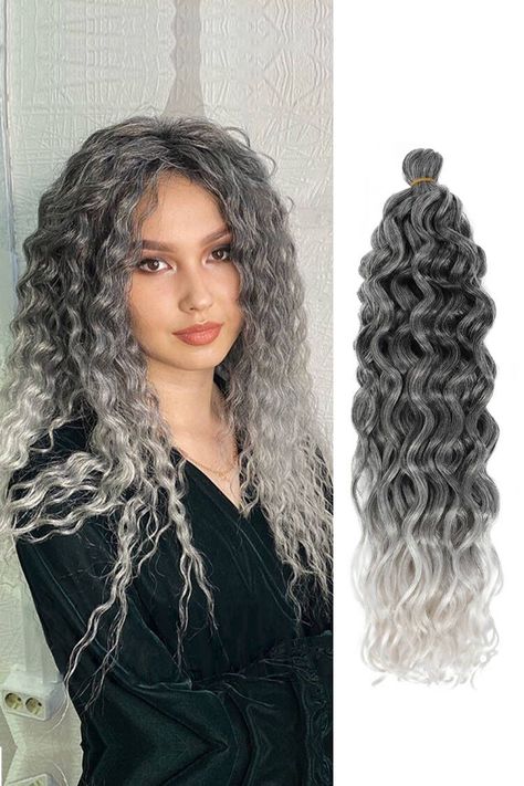 Braid For Women, Ocean Wave Hair, Curly Sew In, Curly Crochet Braids, Synthetic Curly Hair, Mermaid Braid, Braiding Hair Extensions, Afro Curls, Grey Hair Inspiration