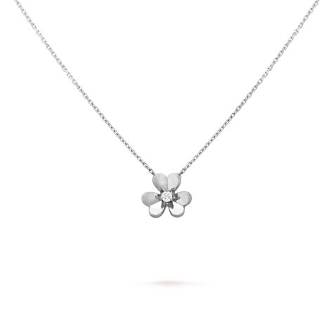 Frivole pendant, mini model 18K white gold, Diamond - Van Cleef & Arpels