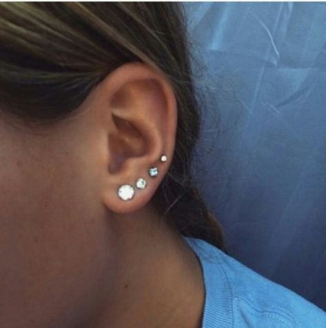 Four ear piercings goals Four Ear Piercings, Three Ear Piercings, Second Ear Piercing, Vintage Tattoos, Ear Peircings, Ear Piercings Chart, Piercing Chart, Double Ear Piercings, Multiple Ear Piercing