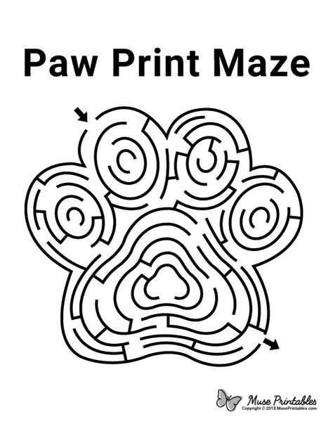 Free printable paw print maze. Download the maze and solution at https://museprintables.com/download/maze/paw-print/ Free Printable Mazes For Kids, Free Printable Mazes, Maze Drawing, Mazes For Kids Printable, Cub Scout Activities, Maze Activity, Paw Print Art, Printable Mazes, Maze Print