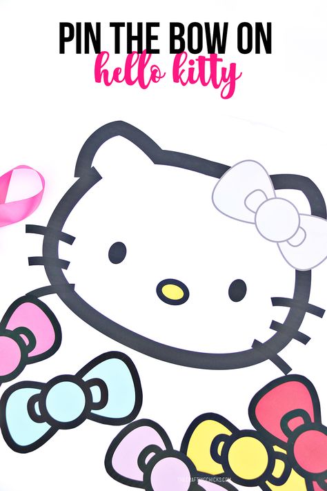 Printable Pin the Bow on Hello Kitty Party Game. Free download printable Hello Kitty Party Game. Hello Kitty Preschool Activities, Hello Kitty Party Printables, Pin The Bow On Hello Kitty, Hello Kitty Diy Paper, Hello Kitty Free Printables, Free Hello Kitty Printables, Hello Kitty Party Games, Diy Hello Kitty Crafts, Bow Stencil