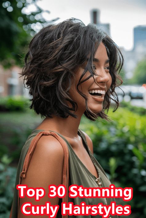 Your Ultimate Guide to 30 Stunning Curly Hairstyles. - beauticiandaily.com Layered Textured Bob Hairstyles, Choppy Bob For Curly Hair, Is Short Hair Right For Me, Layered Medium Length Curly Hair, Perm Chin Length Hair, Choppy Bob Hairstyles Curly Hair, Medium Hair Styles For Curly Hair, Curly Hair Styles Short Natural Curls, Cool Hairstyles Women