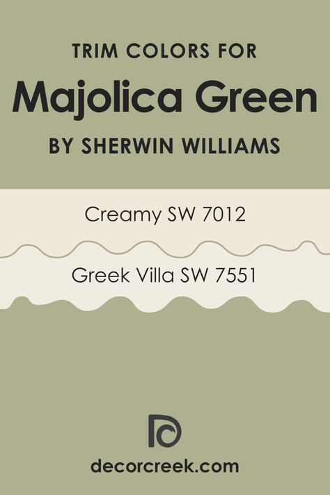 Sw Creamy, Sw Greek Villa, Best Trim Colors, Sherwin Williams Creamy, Majolica Green, Greek Villa, Trim Colors, Greek Villas, Money Pit