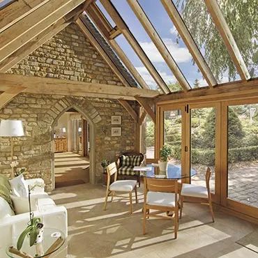 Conservatory Interiors, Timber Frame Extension, Oak Framed Extensions, Brick Extension, Orangery Extension, Houses Exterior, Conservatory Design, Garden Room Extensions, Oak Framed Buildings