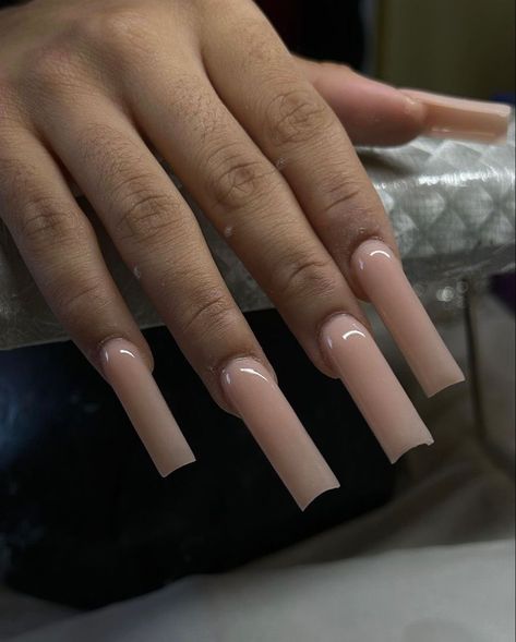 Long Nail Inspo Baddie Design, Long Straight Nails, Beige Acrylics, Beige Acrylic Nails, Paris Filter Instagram, Plain Acrylics, Medium Long Nails, Baddie Cars, Aesthetic Nail Designs