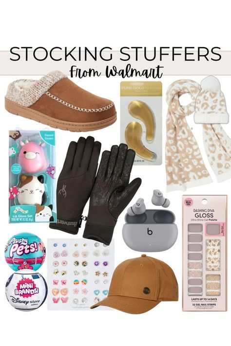 Stocking stuffers from Walmart include slippers, eye masks, scarf and hat set, beats cordless headphones, gloves, squishmallow chapstick, mini brand and plushy surprise balls, girls earrings, mens baseball hat and nail polish strips. Stocking stuffers, Christmas gifts, gift ideas, Walmart gifts, gifts for her, gifts for him, gifts for stocking #walmart #walmartfinds #stockingideas #kidsstocking #stockingstuffersforhim #stockingstuffersforher Baseball Stocking Stuffers, Walmart Gifts, Mens Baseball Hat, Stuffers Stocking, Kids Stocking Stuffers, Family Stocking, Earrings Mens, Stocking Stuffers For Adults, Stocking Stuffers For Her