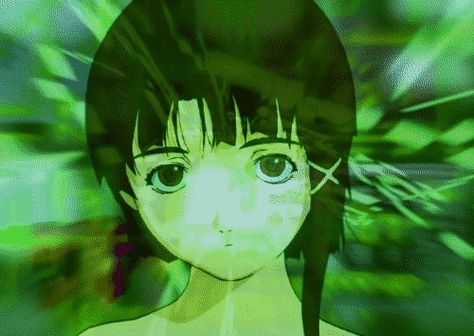 serial experiments lain gif Serial Experiments Lain, Gif, Green, Hair, Blue, Black