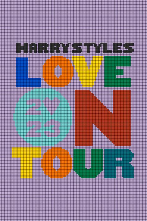 Love On Tour Alpha Pattern, Tapestry Crochet Harry Styles, Harry Styles Crochet Grid, Harry Styles Crochet Tapestry, Love On Tour Crochet, Alpha Pattern Harry Styles, Heartstopper Alpha Pattern, Harry Styles Crochet Pattern, Pixel Art Crochet Blankets