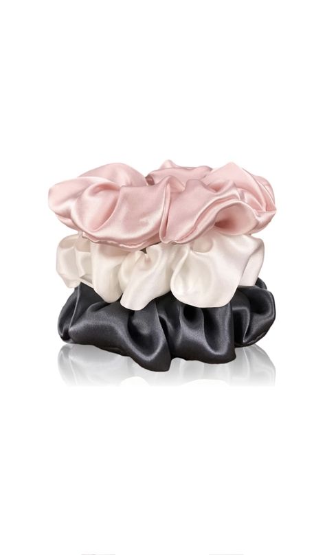 Celestial Silk Mulberry Silk Scrunchies for Hair (Large, Charcoal, Pink, Ivory) Silk Scrunchies, Pink Ivory, Birthday Wishlist, Christmas Wishlist, Mulberry Silk, For Hair, Little Things, Scrunchies, Bridesmaid Gifts