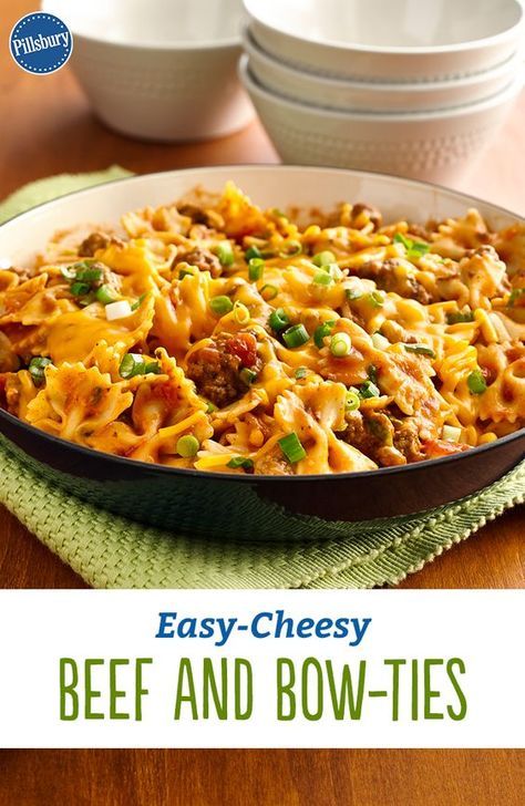 Bow Tie Pasta Recipe, Easy Cheap Dinner Recipes, Beef Pasta Recipes, Hamburger Dishes, Bow Tie Pasta, Vegetarian Recipes Dinner Healthy, One Dish Dinners, Easy Cheesy, Interesting Food