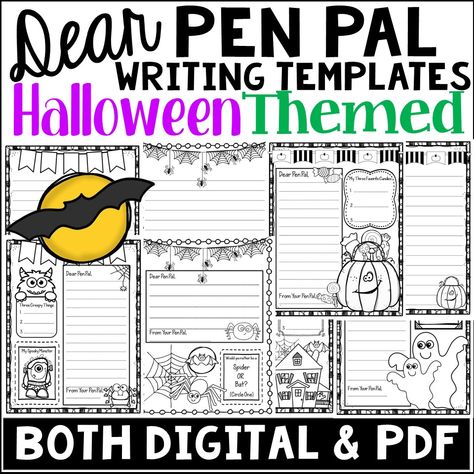 These "Halloween Themed- Pen Pal Templates” were created so that I had more of a system in place for the Pen Pal activities that I had been doing with another teacher. I found that just writing a letter was becoming boring and redundant, so I came up with these themed templates to last me an entire year. This product contains five different designs...BOTH PDF & digital are included. One template takes a more traditional approach to letter writing, while the other has some additional activities. Halloween Pen Pal, Halloween Themed Penpal Letters, Writing A Letter, Pen Pal Letters, Pen Pal, Writing Templates, The Pen, Letter Writing, A Letter