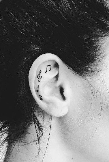 Tiny tattoo ideas every woman would want to consider Inner Ear Tattoo, Tattoo Ideas For Guys, Alas Tattoo, Tattoo Shirts, Cute Tiny Tattoos, Cool Small Tattoos, Music Tattoos, Small Tattoo Designs, Sleeve Tattoos For Women