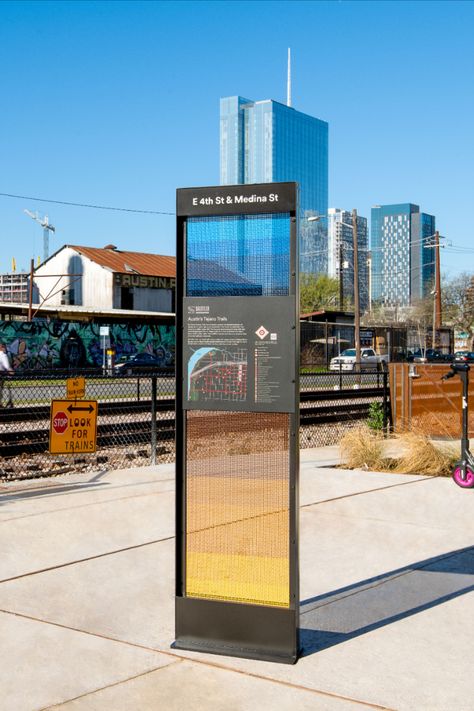 Pedestrian Walkway Design, Signage Design Ideas, Regency Core, Environmental Graphics Signage, Interpretive Signage, Walkway Design, Identity Project, Graphic Identity, Pedestrian Walkway