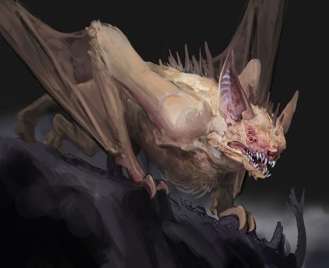 Bat Creature Design, Bat Monster, Monster Inspiration, Monster Sketch, Dark Fiction, Dnd Monsters, Fantasy Races, Monster Concept Art, Monster Art