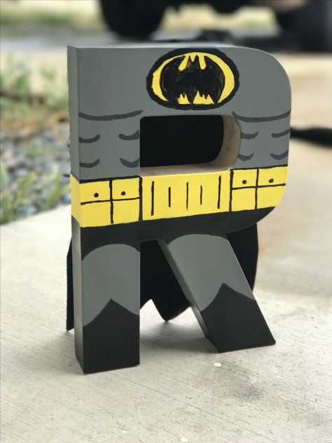 Batman themed letter Batman Diy Crafts, Batman Presents For Him, Batman Themed Gifts For Boyfriend, Batman Letters Alphabet, Batman Letters, Gifts For Boyfriend, Diy Gifts For Boyfriend, Mailbox, Crafty Ideas