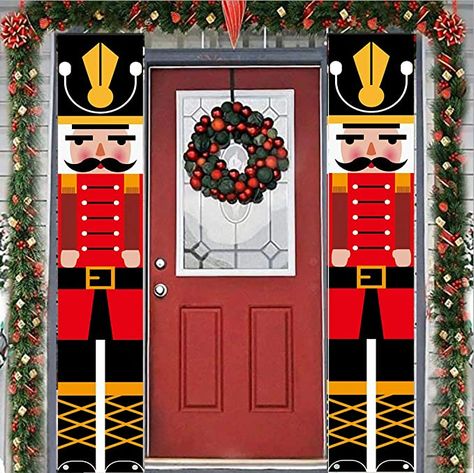 Nutcracker Christmas Decorations, Christmas Soldiers, Nutcracker Soldier, Outdoor Party Decorations, Merry Christmas Decoration, Christmas Banners, Christmas Porch, Christmas Party Decorations, Nutcracker Christmas