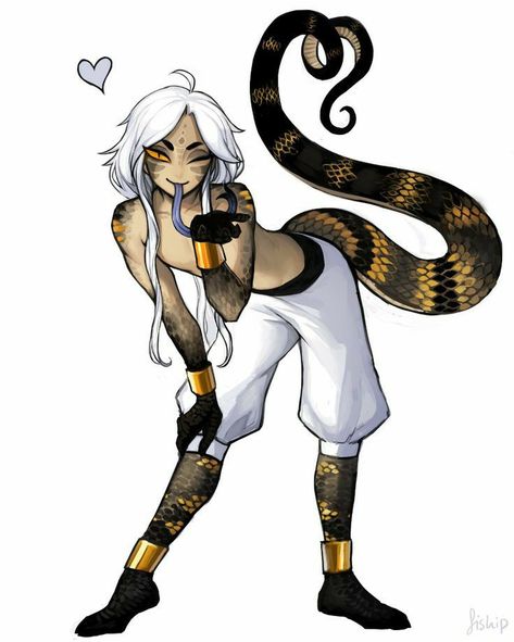 Snake Girl, Monster Characters, King Cobra, Fantasy Creatures Art, Mythical Creatures Art, Cute Monsters, Creature Concept Art, A Snake, Arte Fantasy